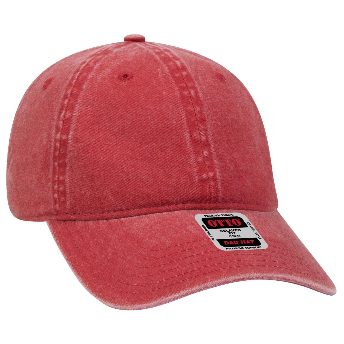 OTTO CAP 6 Panel Low Profile Dad Hat OTTO 18 - 202 Red OSFM - Adult Hats