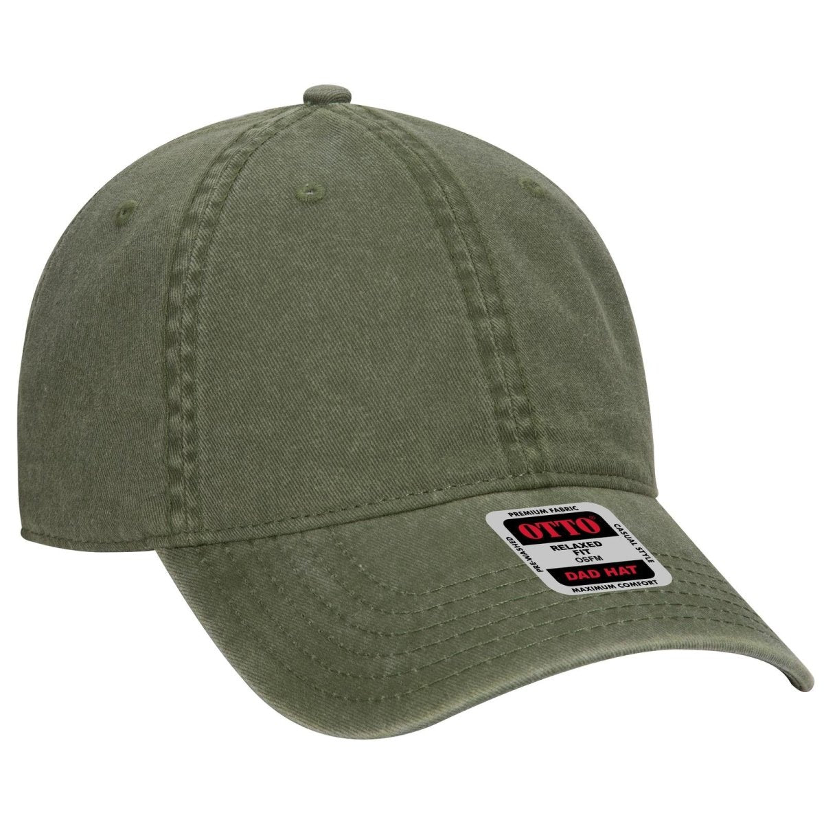 OTTO CAP 6 Panel Low Profile Dad Hat OTTO 18 - 711 Ol. Green OSFM - Adult Hats
