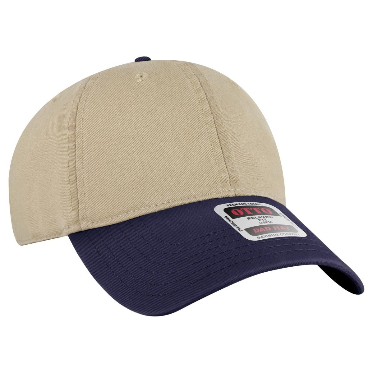 OTTO CAP 6 Panel Low Profile Dad Hat OTTO 18 - 772 Nvy/Kha OSFM - Adult Hats