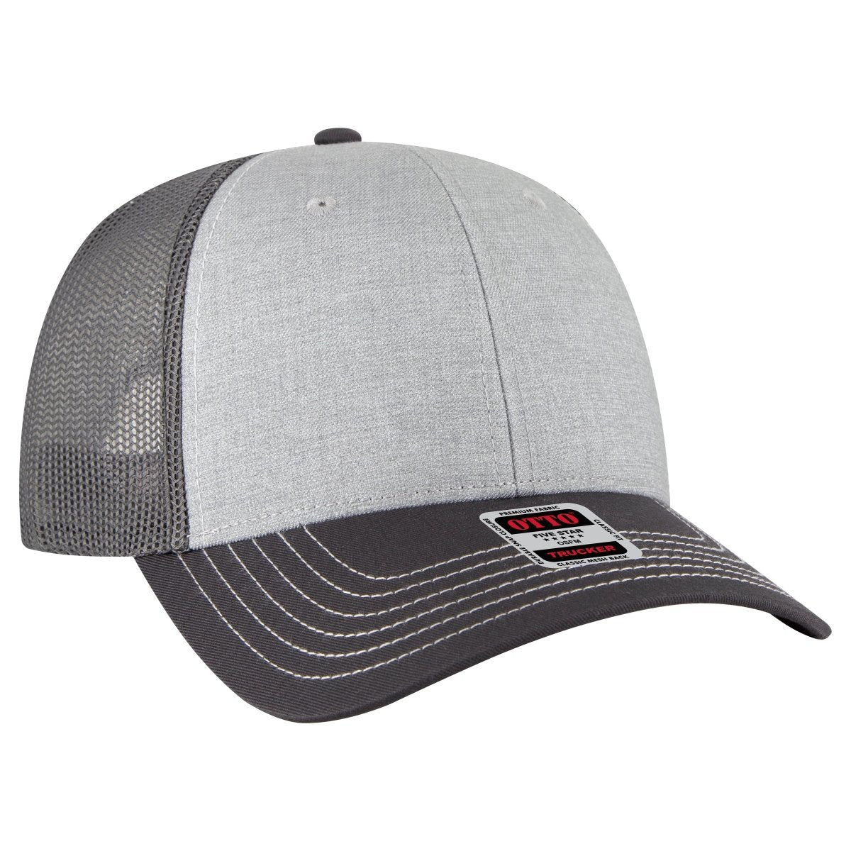 OTTO CAP 6 Panel Low Profile Mesh Back Trucker Hat OTTO 83 - 1239 Ch Gry/Ht Gry/Ch Gry OSFM - Adult Hats