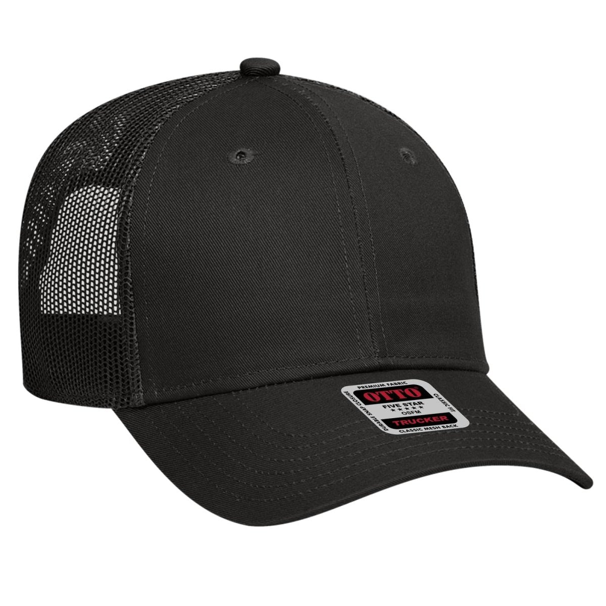 OTTO CAP 6 Panel Low Profile Mesh Back Trucker Hat OTTO 83 - 473 Black OSFM - Adult Hats