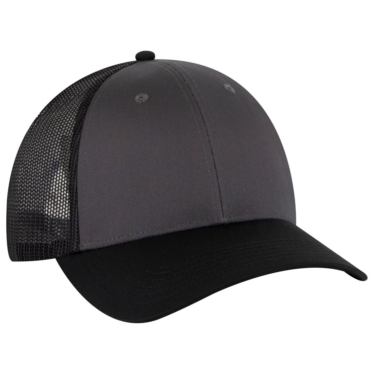 OTTO CAP 6 Panel Low Profile Mesh Back Trucker Hat OTTO 83 - 473 Blk/Ch.Gry/Blk OSFM - Adult Hats