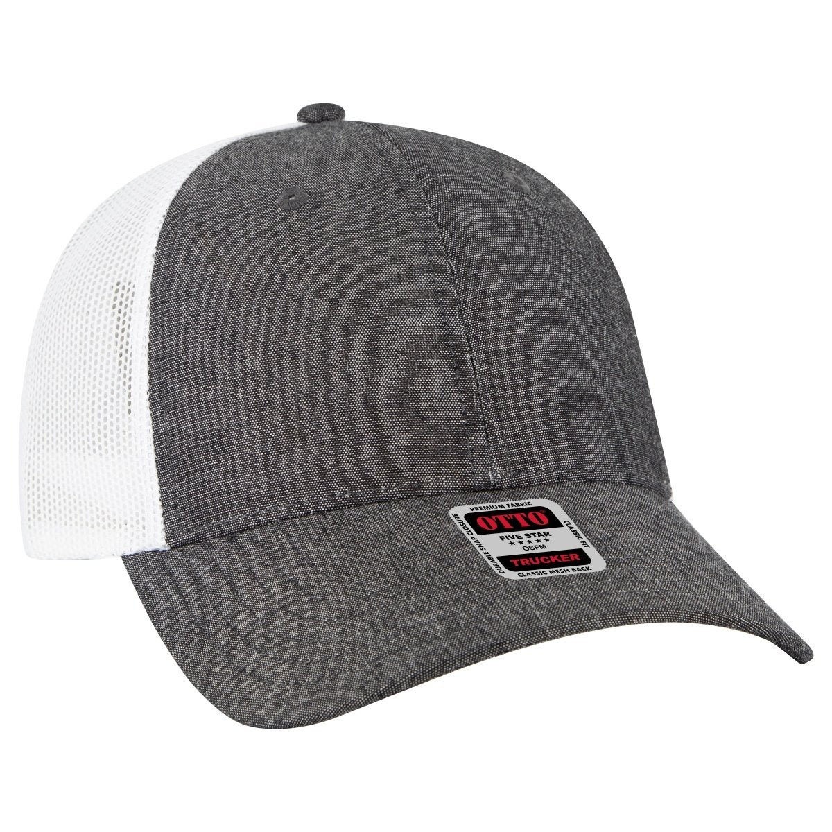 OTTO CAP 6 Panel Low Profile Mesh Back Trucker Hat OTTO 83 - 473 Blk/Wht OSFM - Adult Hats