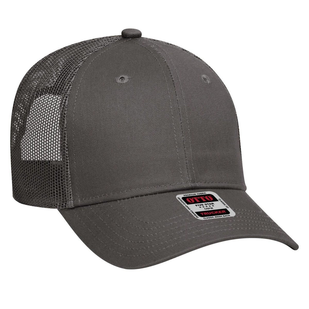 OTTO CAP 6 Panel Low Profile Mesh Back Trucker Hat OTTO 83 - 473 Char. Gray OSFM - Adult Hats