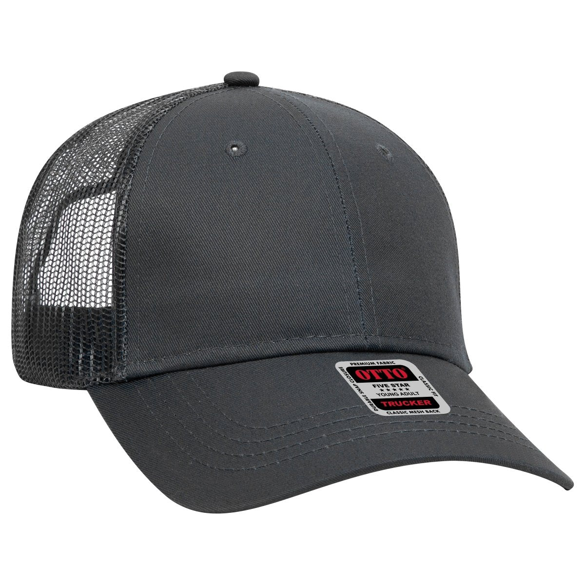 OTTO CAP 6 Panel Low Profile Mesh Back Trucker Hat OTTO 83 - 473 Char. Gray Young Adult Hats