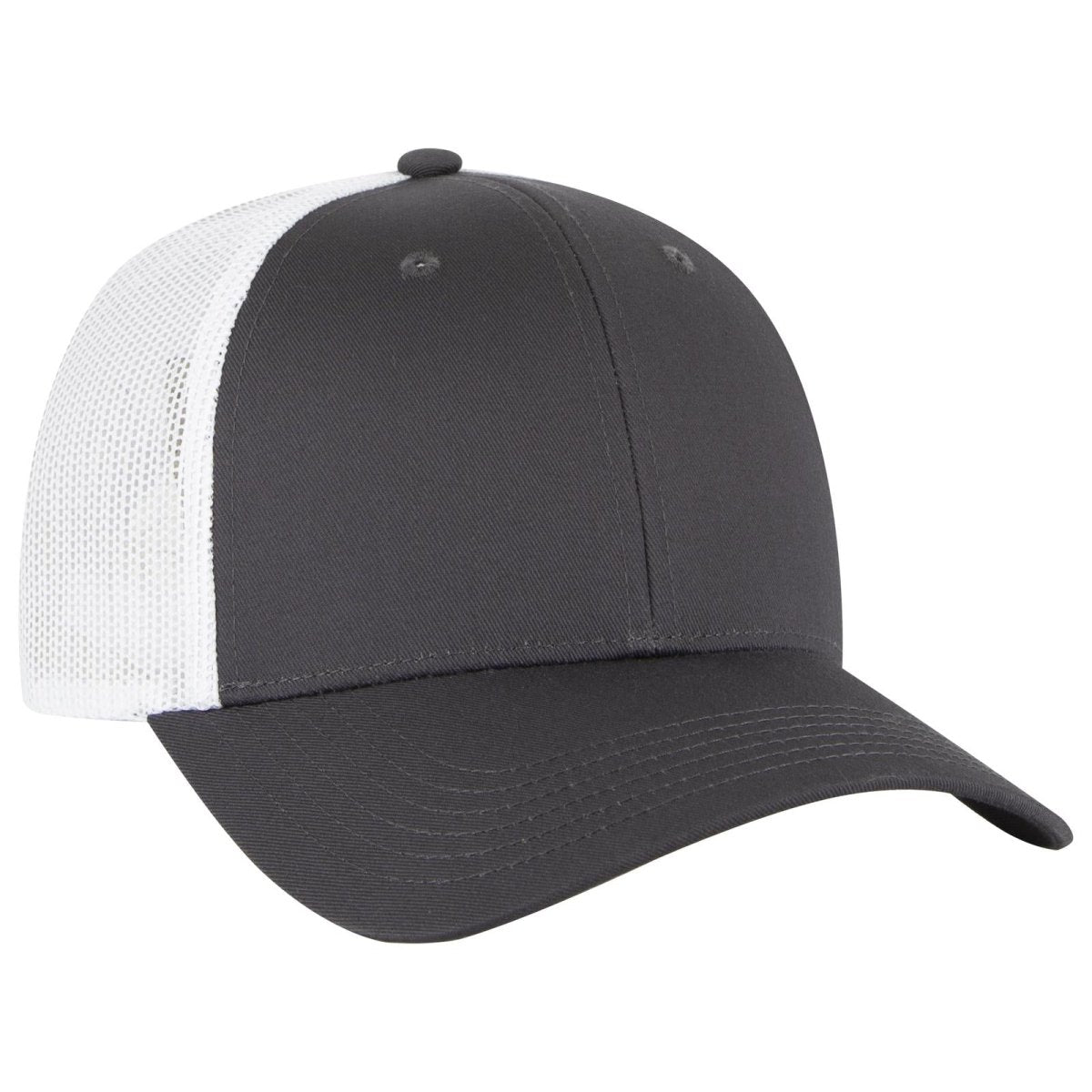 OTTO CAP 6 Panel Low Profile Mesh Back Trucker Hat OTTO 83 - 473 Ch.Gry/Ch.Gry/Wht OSFM - Adult Hats