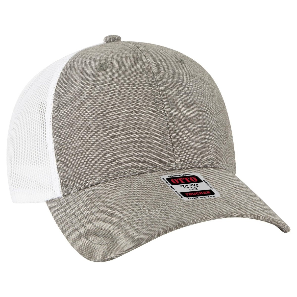 OTTO CAP 6 Panel Low Profile Mesh Back Trucker Hat OTTO 83 - 473 Ch.Gry/Wht OSFM - Adult Hats