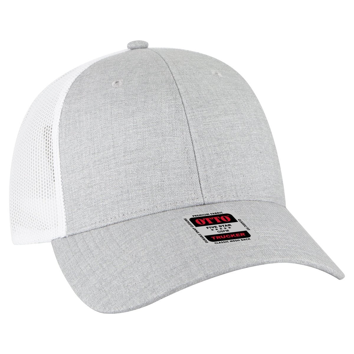 OTTO CAP 6 Panel Low Profile Mesh Back Trucker Hat OTTO 83 - 473 H. Gry/H. Gry/Wht OSFM - Adult Hats