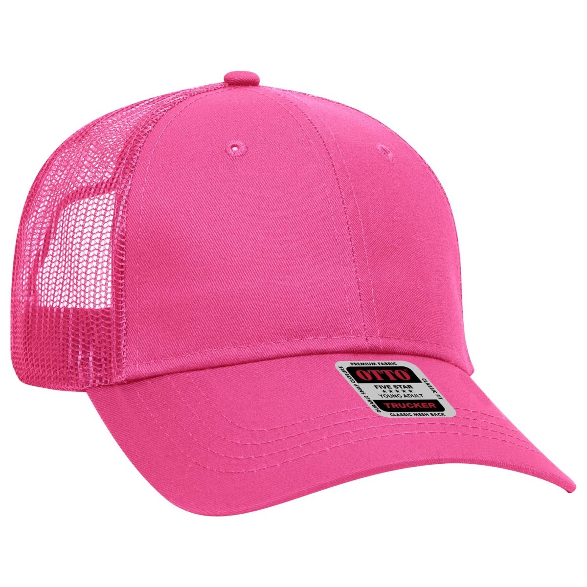 OTTO CAP 6 Panel Low Profile Mesh Back Trucker Hat OTTO 83 - 473 Hot Pink Young Adult Hats