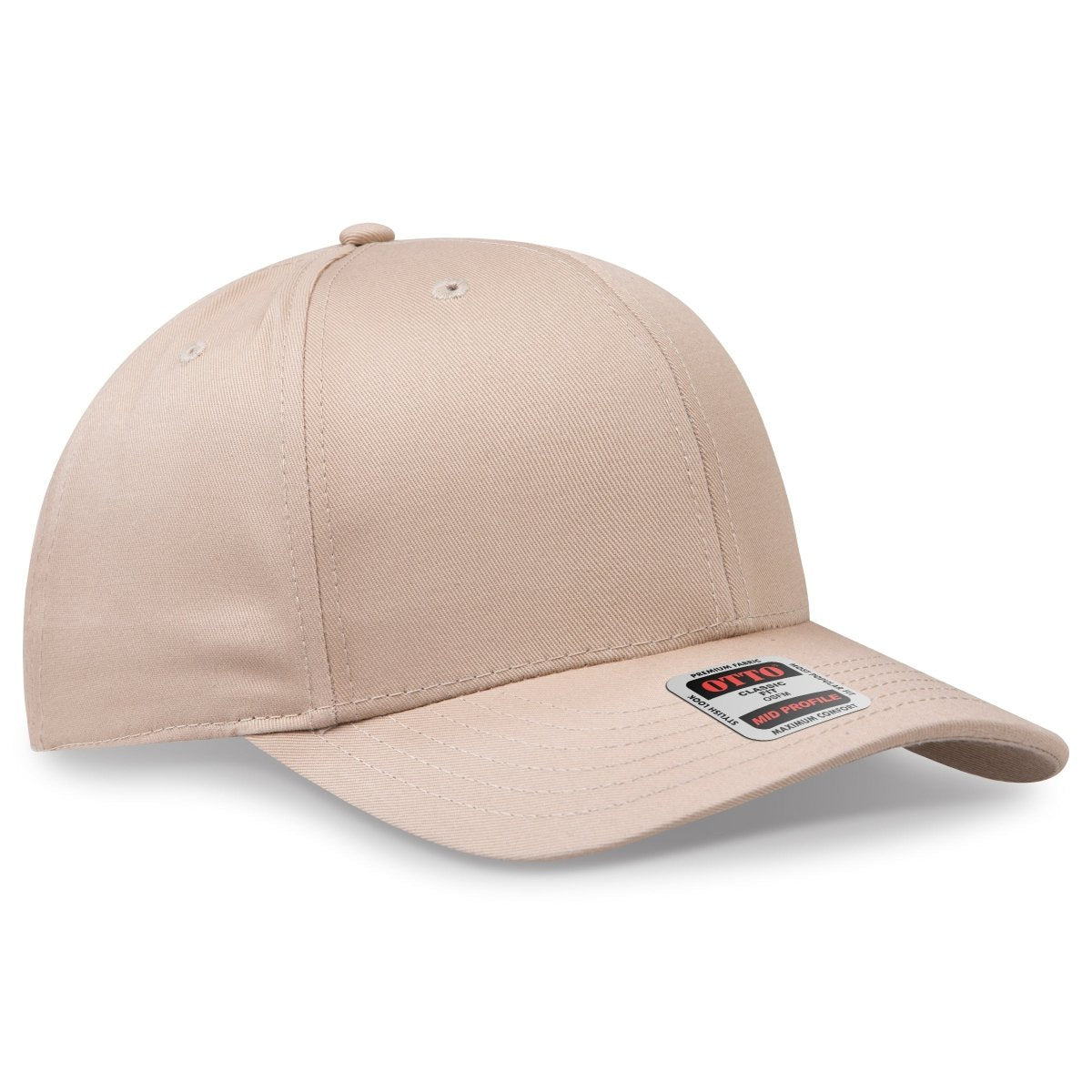 OTTO CAP 6 Panel Mid Profile Baseball Cap OTTO 27 - 079 Khaki OSFM - Adult Hats