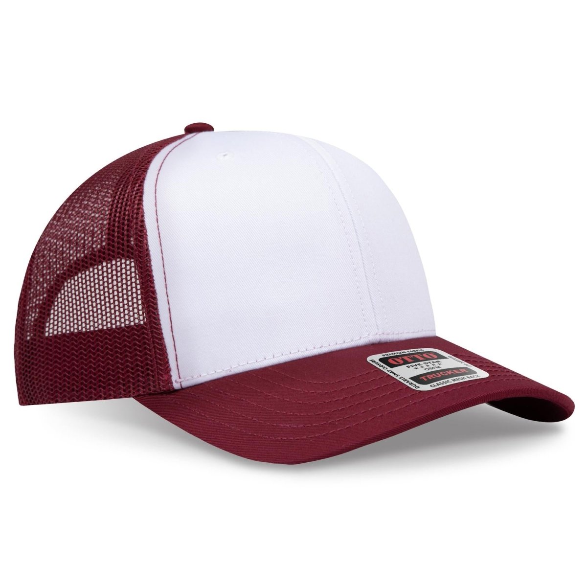 OTTO CAP 6 Panel Mid Profile Mesh Back Trucker Hat OTTO 112 - 1 Burg.Marn/Wht/Bur.Marn OSFM - Adult Hats
