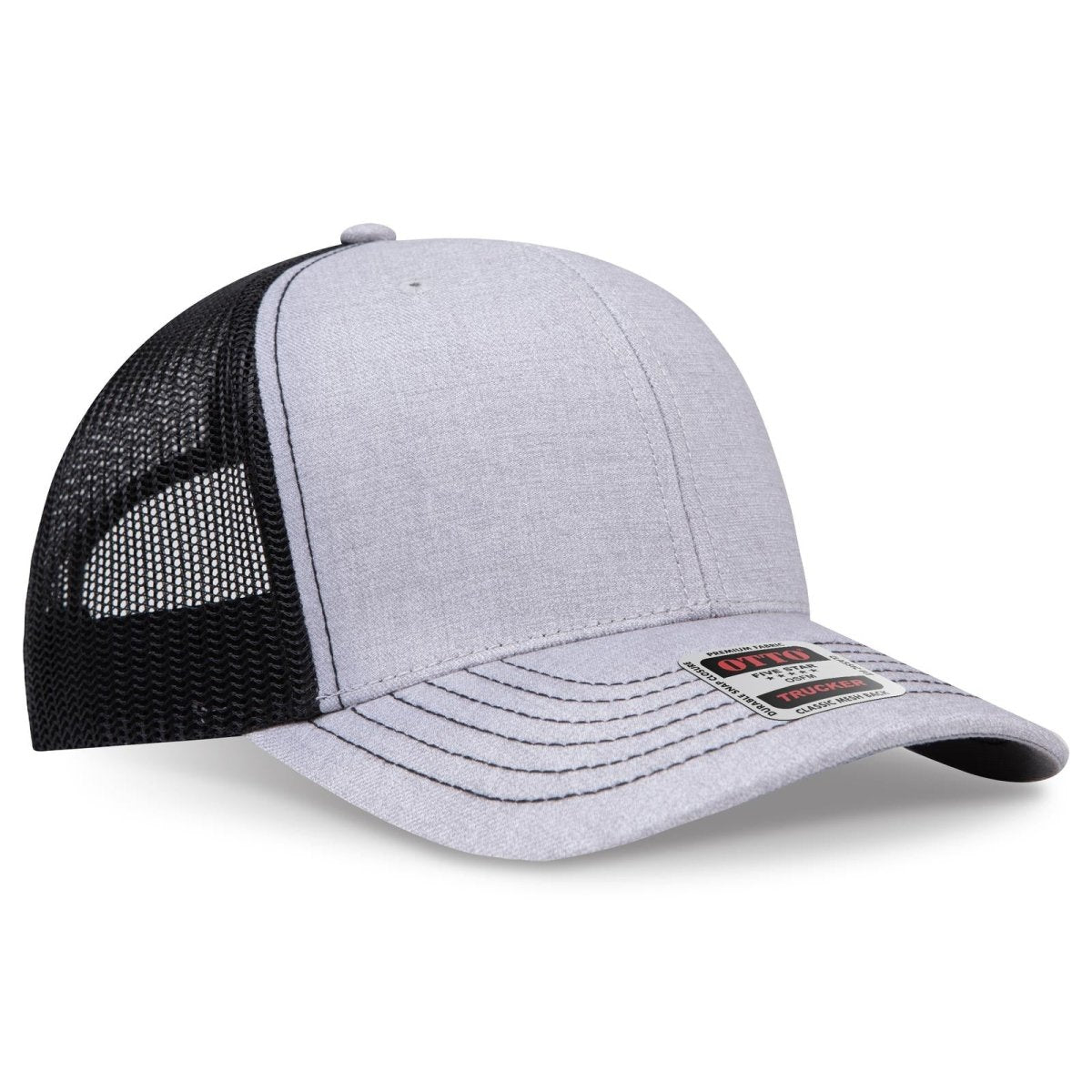 OTTO CAP 6 Panel Mid Profile Mesh Back Trucker Hat OTTO 112 - 1 H. Gry/H. Gry/Blk OSFM - Adult Hats