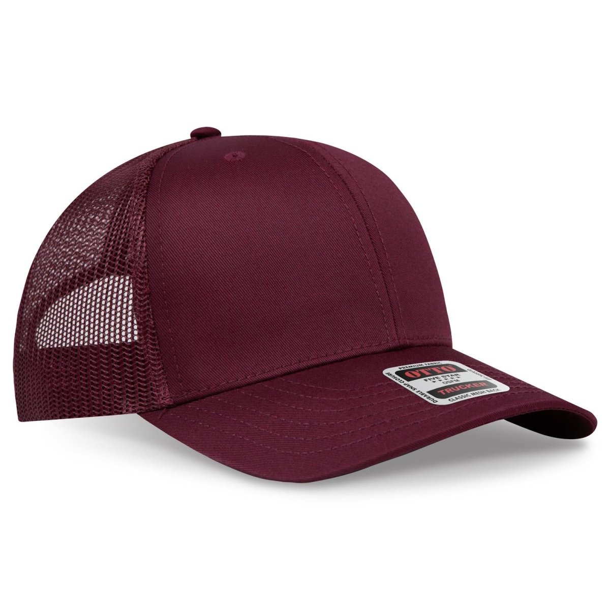 OTTO CAP 6 Panel Mid Profile Mesh Back Trucker Hat OTTO 112 - 1 Maroon OSFM - Adult Hats