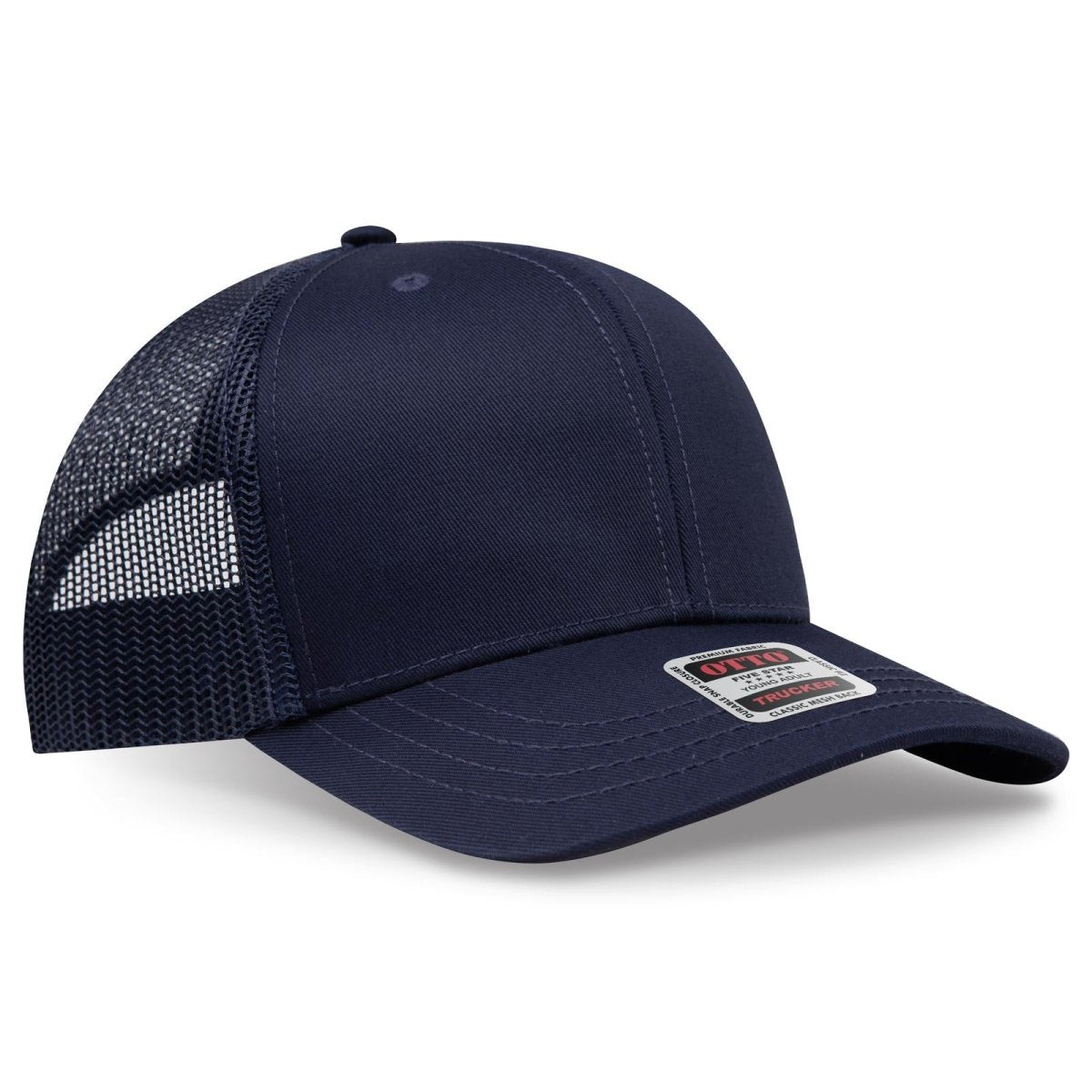 OTTO CAP 6 Panel Mid Profile Mesh Back Trucker Hat OTTO 112 - 1 Navy Young Adult Hats
