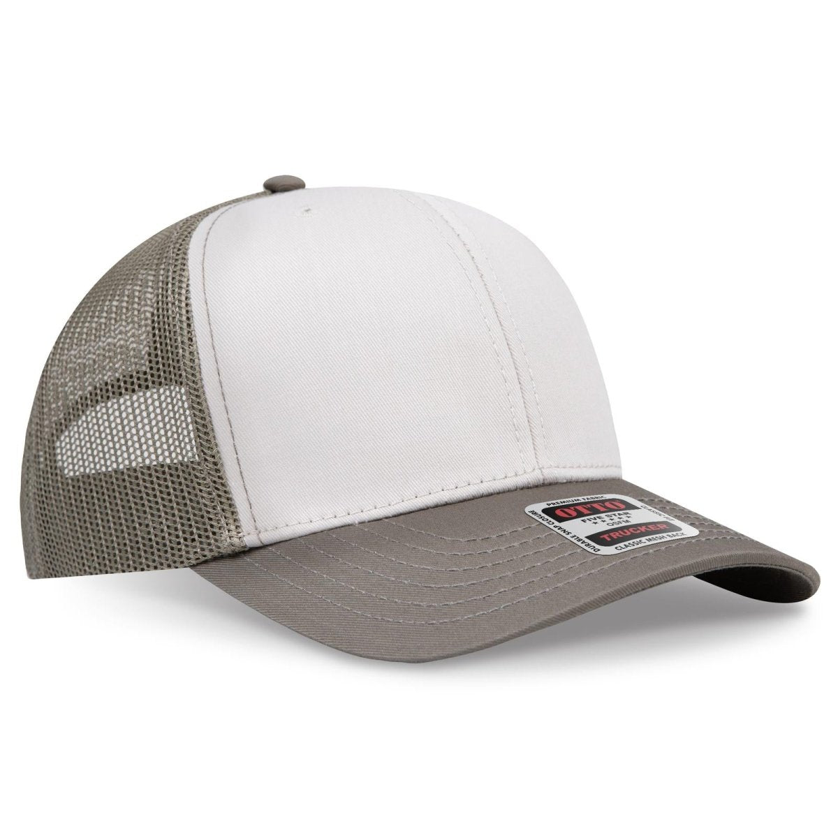 OTTO CAP 6 Panel Mid Profile Mesh Back Trucker Hat OTTO 112 - 1 Ol.Grn/Lt.Khk/Ol.Grn OSFM - Adult Hats