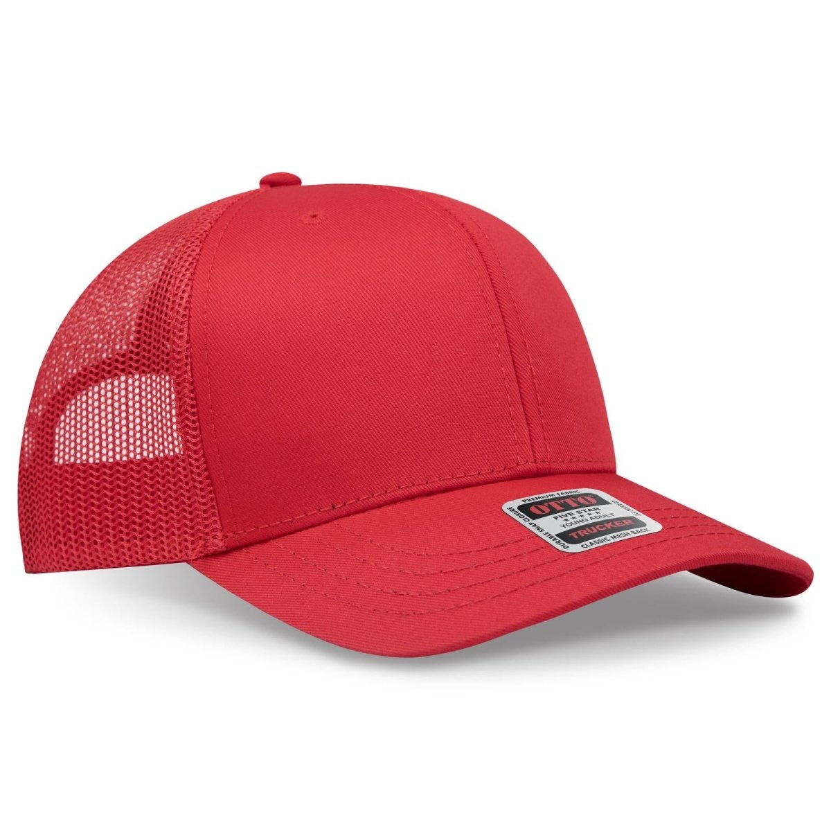 OTTO CAP 6 Panel Mid Profile Mesh Back Trucker Hat OTTO 112 - 1 Red Young Adult Hats