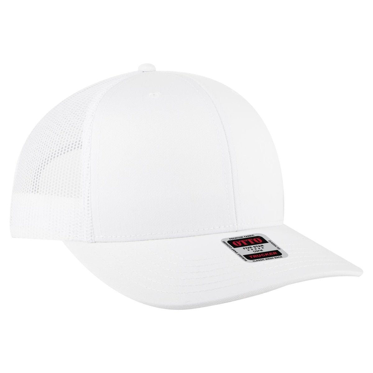 OTTO CAP 6 Panel Mid Profile Mesh Back Trucker Hat OTTO 112 - 1 White OSFM - Adult Hats