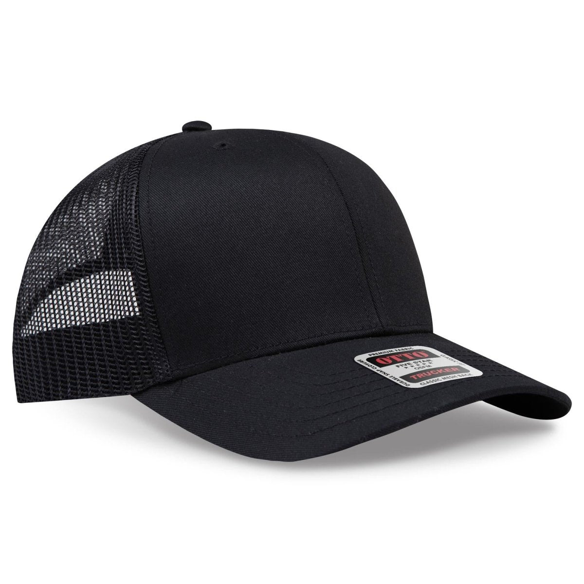 OTTO CAP 6 Panel Mid Profile Mesh Back Trucker Hat OTTO 30 - 287 Black OSFM - Adult Hats