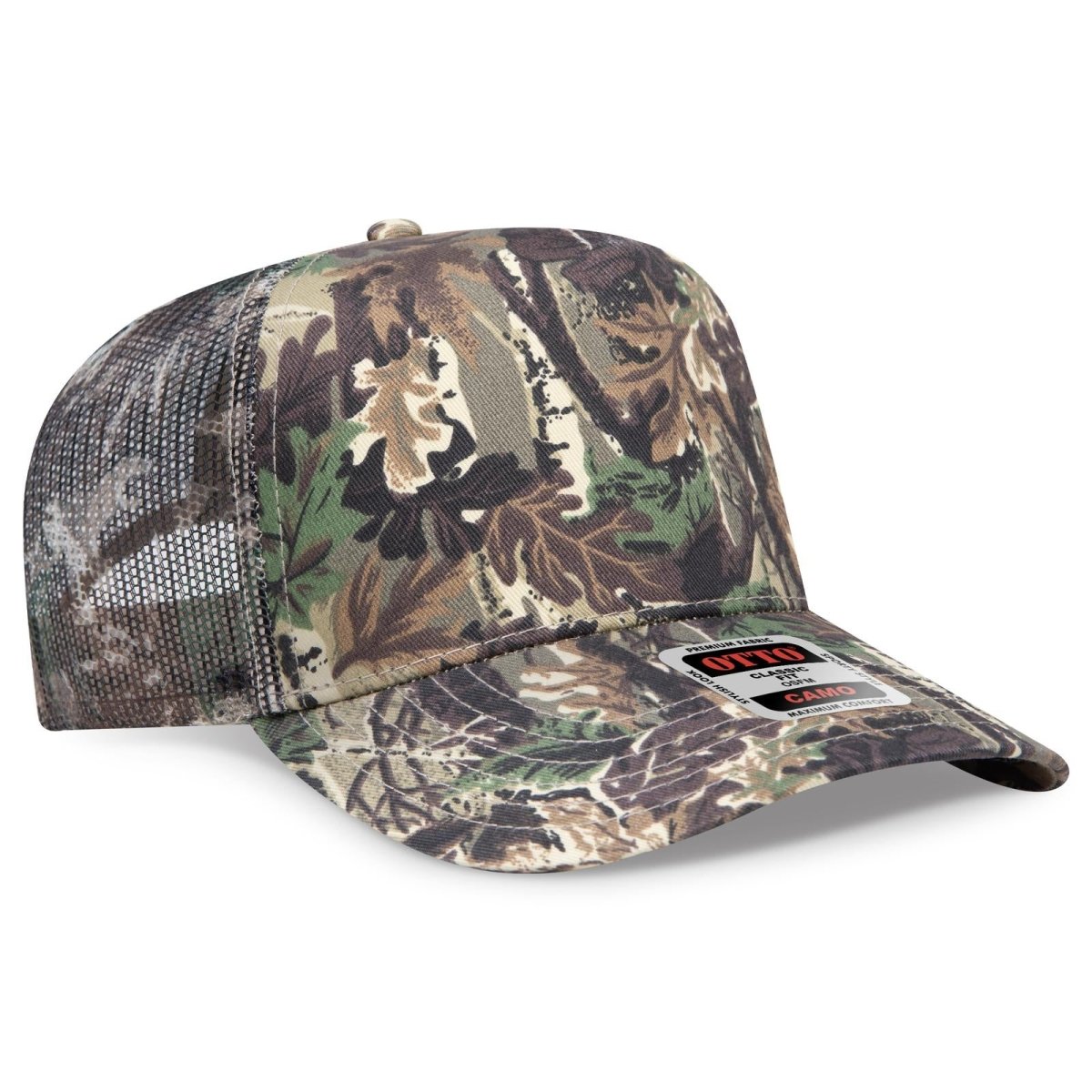 OTTO CAP Camouflage 5 Panel Mid Profile Mesh Back Trucker Hat OTTO 47 - 049 Lt.Lod/Brn/Kly OSFM - Adult Hats