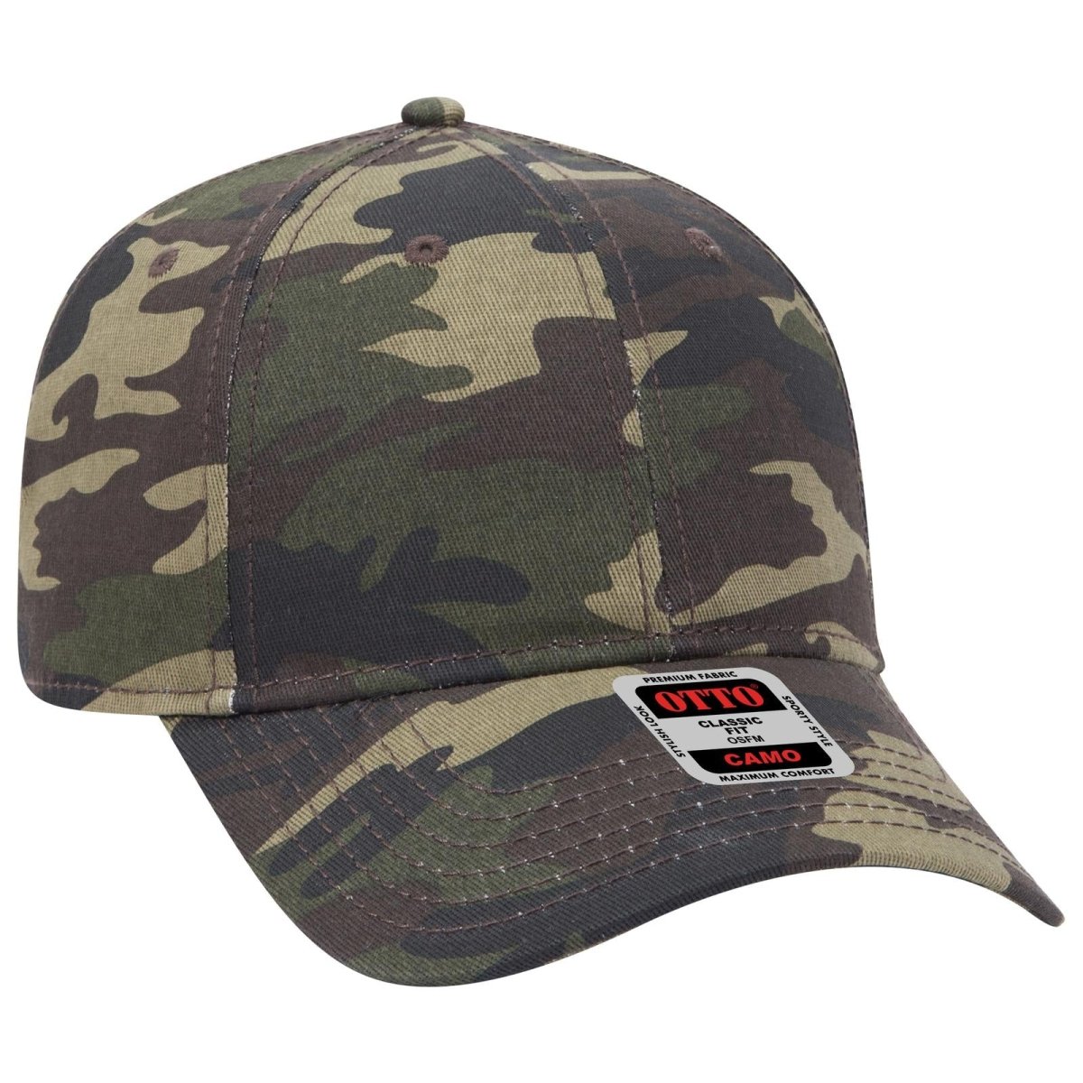 OTTO CAP Camouflage 6 Panel Low Profile Baseball Cap OTTO 78 - 353 Camo 008 OSFM - Adult Hats
