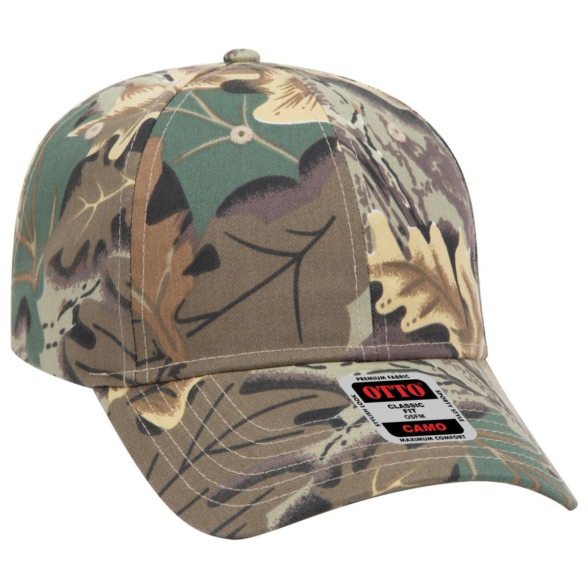 OTTO CAP Camouflage 6 Panel Low Profile Baseball Cap OTTO 78 - 353 Kha/Brn/Lt.Ol.Grn OSFM - Adult Hats