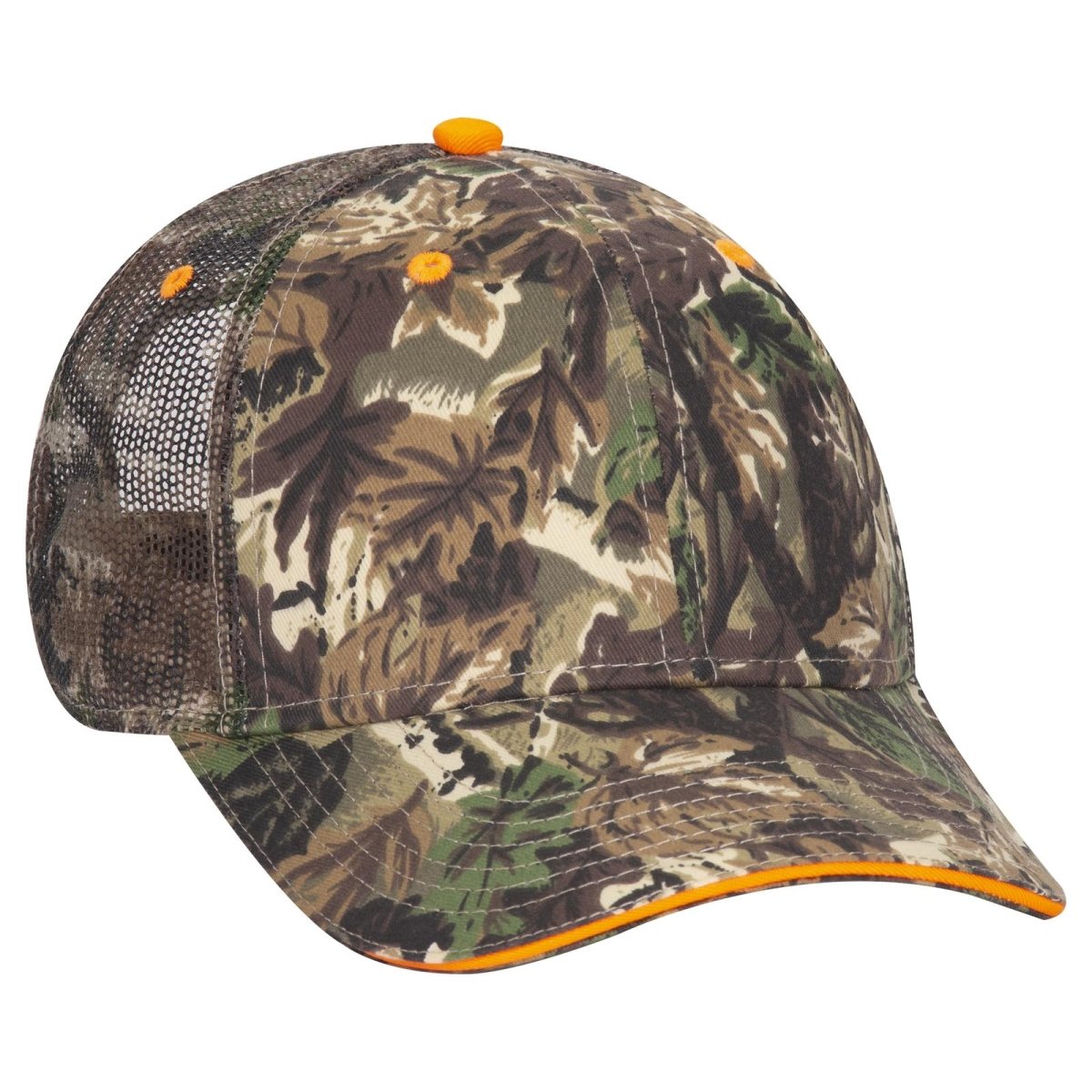 OTTO CAP Camouflage 6 Panel Low Profile Mesh Back Trucker Hat OTTO 106 - 752 Lt.Lod/Brn/Kly OSFM - Adult Hats