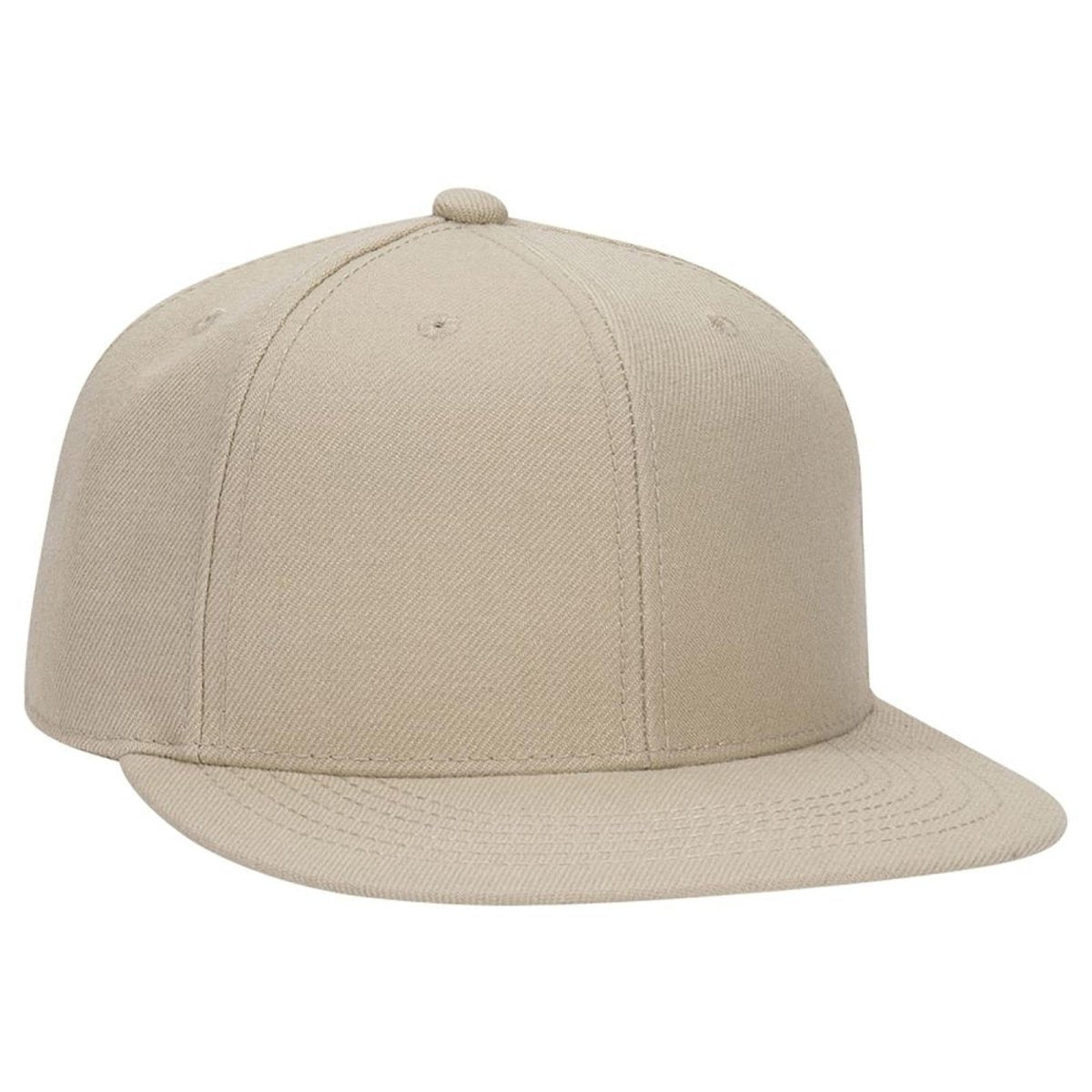 OTTO CAP "OTTO FIT" 6 Panel Mid Profile Flat Visor Baseball Cap OTTO 123 - 969 Khaki 7 Visors