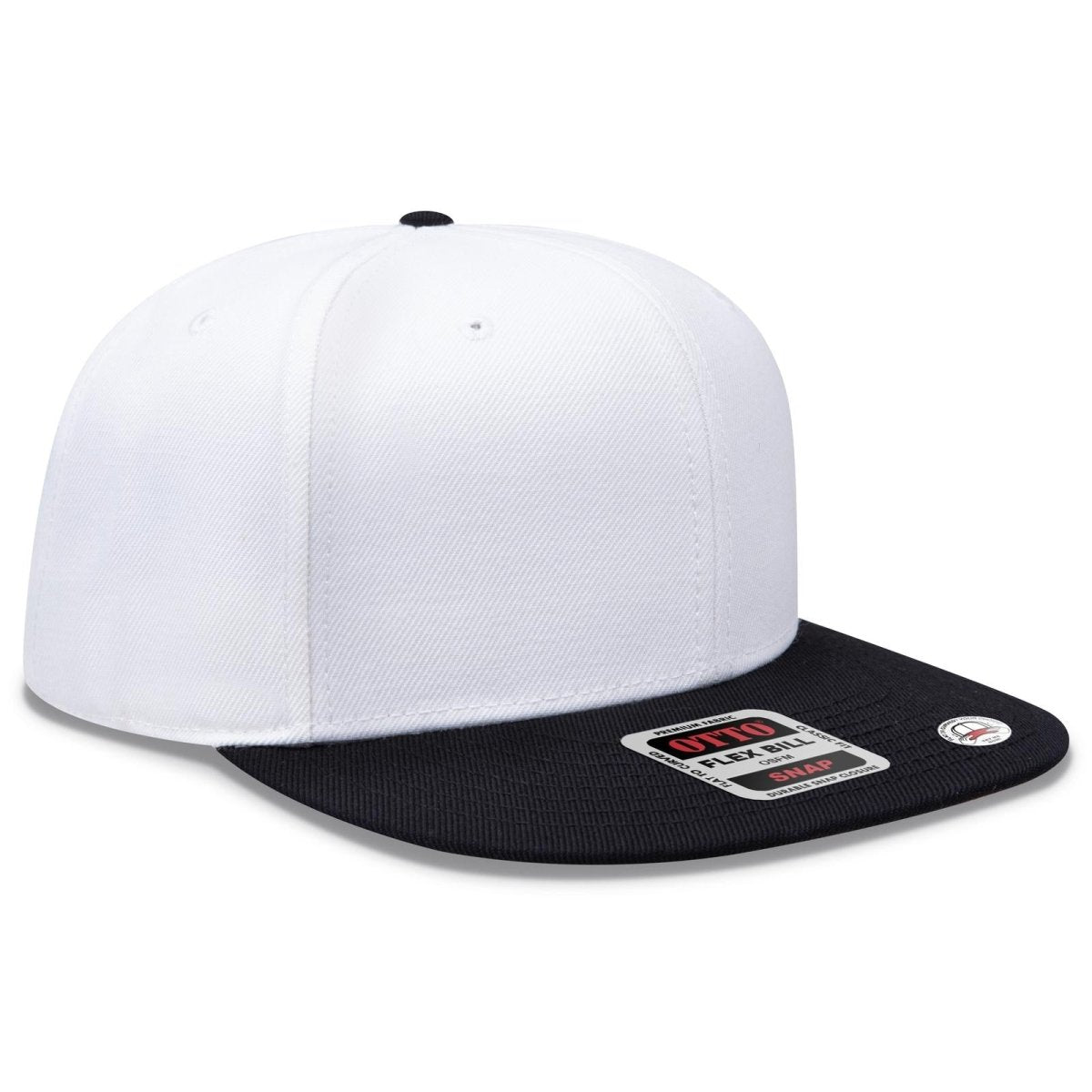 OTTO CAP "OTTO SNAP" 6 Panel Pro Style Snapback Hat OTTO 125 - 978 Blk/Wht/Wht OSFM - Adult Hats