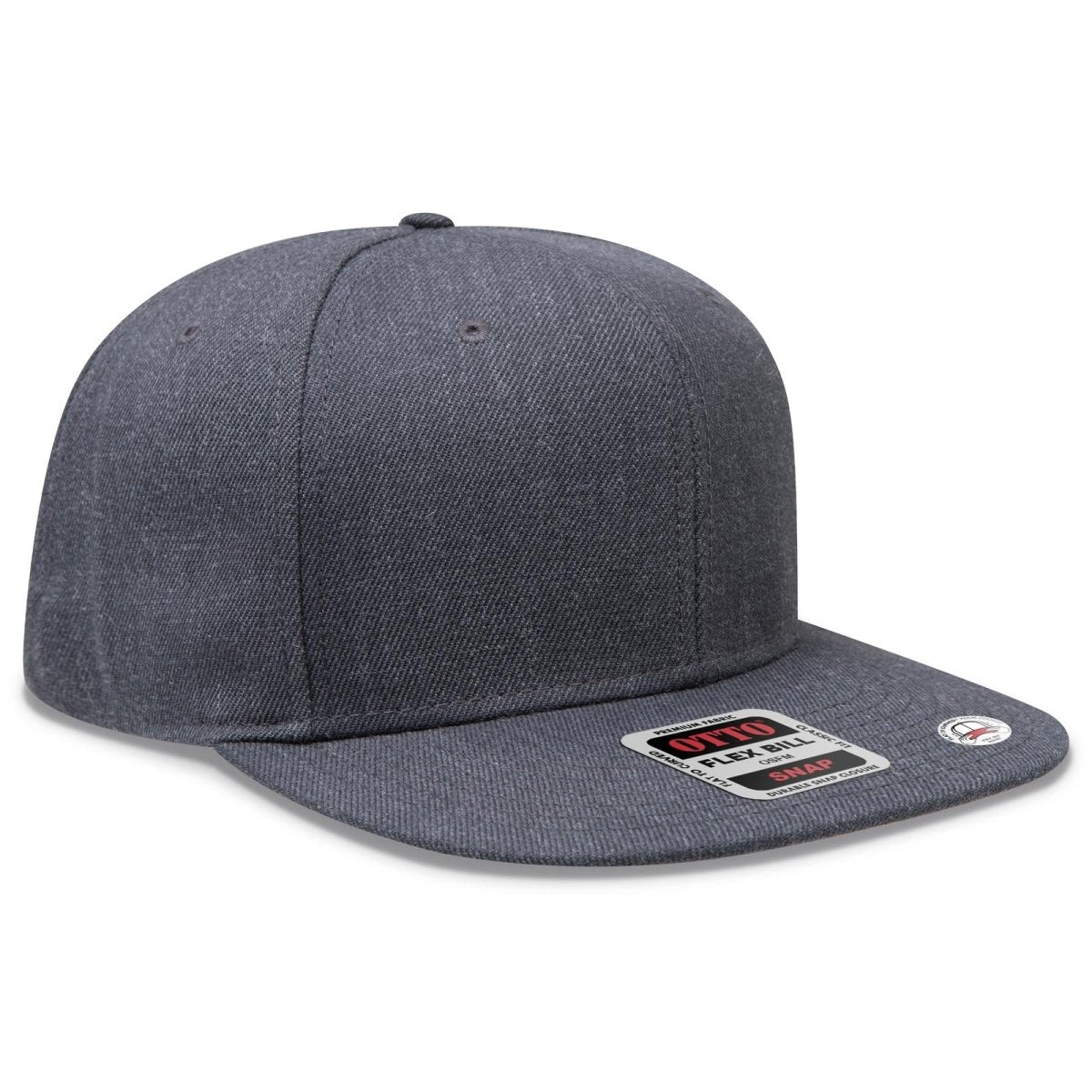 OTTO CAP "OTTO SNAP" 6 Panel Pro Style Snapback Hat OTTO 125 - 978 Heath. Black OSFM - Adult Hats