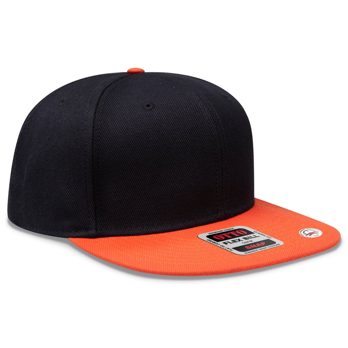 OTTO CAP "OTTO SNAP" 6 Panel Pro Style Snapback Hat OTTO 125 - 978 Org/Blk/Blk OSFM - Adult Hats