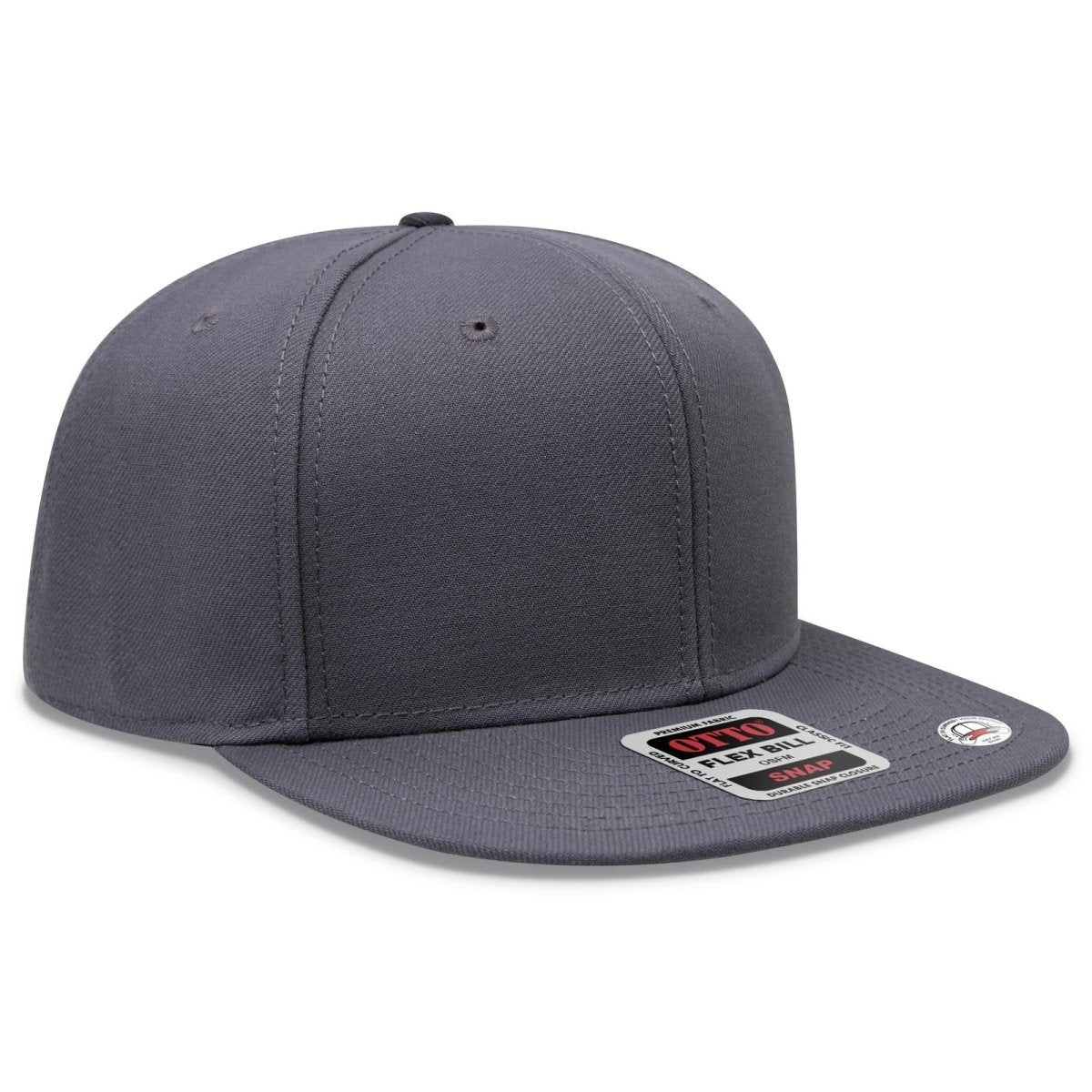 OTTO CAP "OTTO SNAP" 6 Panel Pro Style Snapback Hat OTTO 148 - 1267 Char. Gray OSFM - Adult Hats