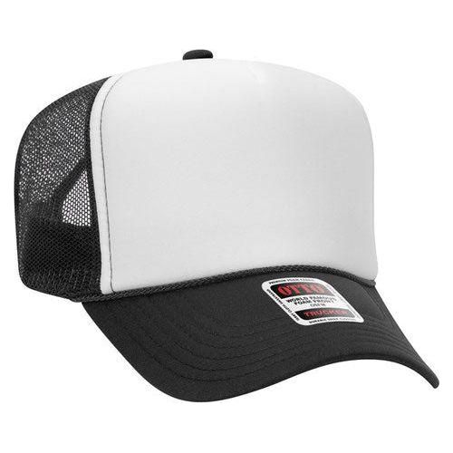 OTTO CAP YOUTH 5 Panel High Crown Mesh Back Foam Trucker Hat 39 - 165 YOUTH Black / White / Black Caps
