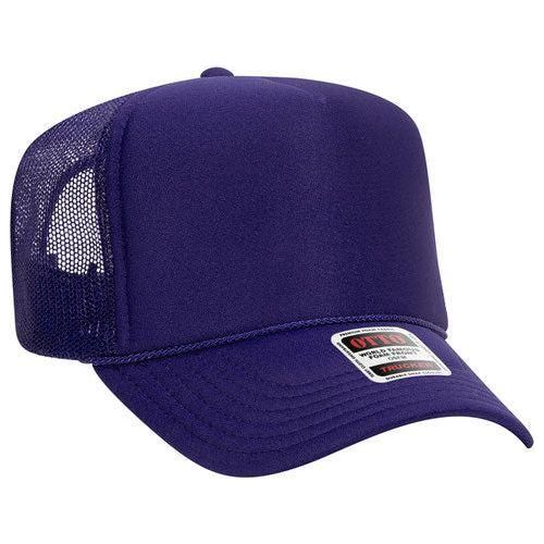 OTTO CAP YOUTH 5 Panel High Crown Mesh Back Foam Trucker Hat 39 - 165 YOUTH Purple Caps
