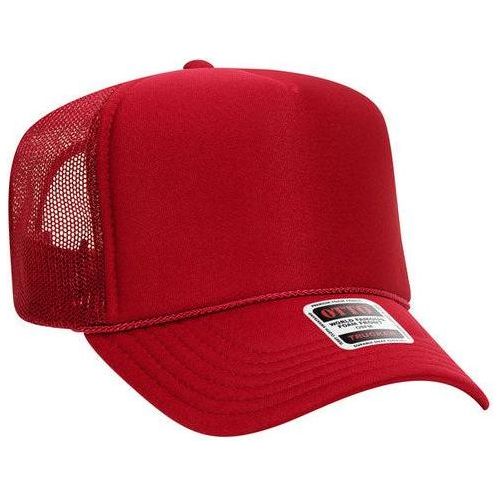 OTTO CAP YOUTH 5 Panel High Crown Mesh Back Foam Trucker Hat 39 - 165 YOUTH Red Caps