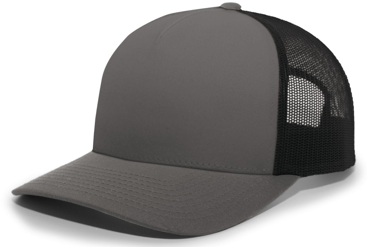 Pacific Headwear 5 - Panel Trucker Snapback Cap 105C GRAPHITE/BLACK OS