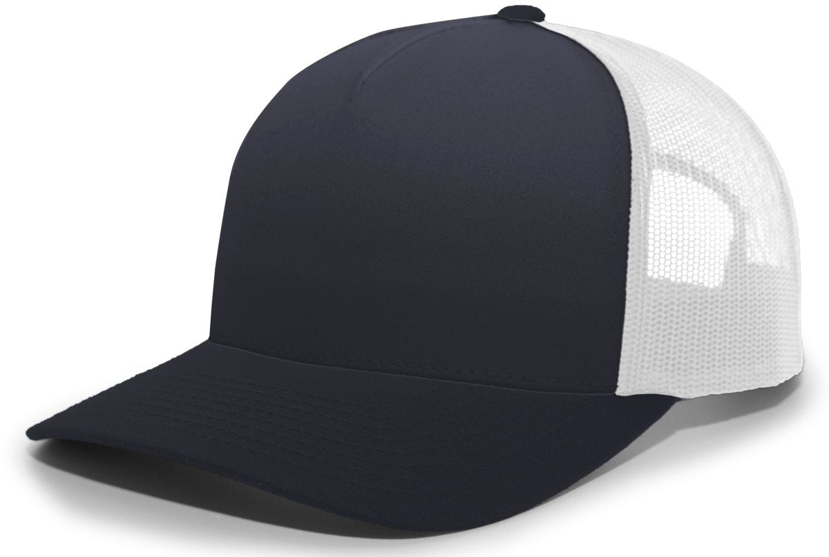 Pacific Headwear 5 - Panel Trucker Snapback Cap 105C NAVY/WHITE OS