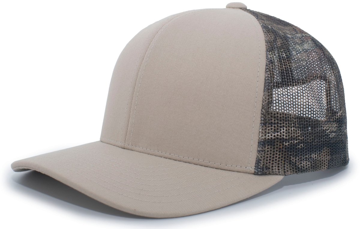 Pacific Headwear Camo Snapback Trucker Cap 108C STONE/BREAK - UP - COUNTRY/STONE OS