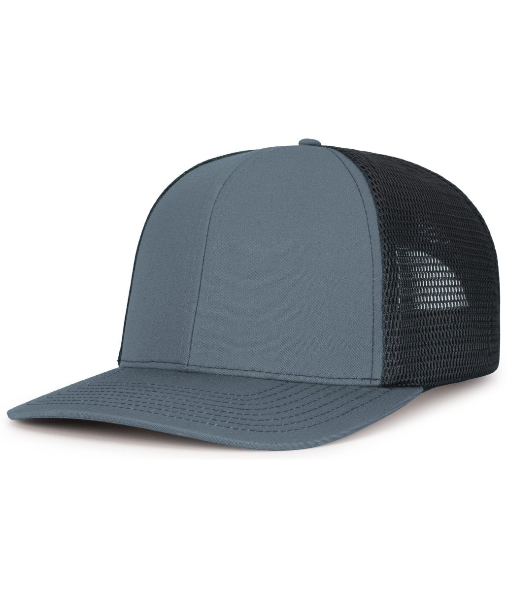 Pacific Headwear Contrast Stitch Trucker PacFlex Snapback Cap - Pacific Headwear P151S GRAPHITE/BLACK/GRAPHITE OS