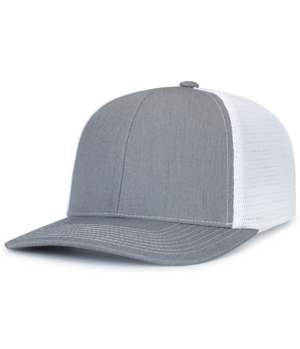 Pacific Headwear Contrast Stitch Trucker PacFlex Snapback Cap - Pacific Headwear P151S HEATHER GREY/WHITE/HEATHER GRE OS