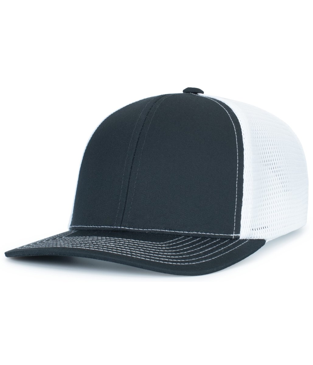 Pacific Headwear Contrast Stitch Trucker PacFlex Snapback Cap - Pacific Headwear P151S NAVY/WHITE/NAVY OS