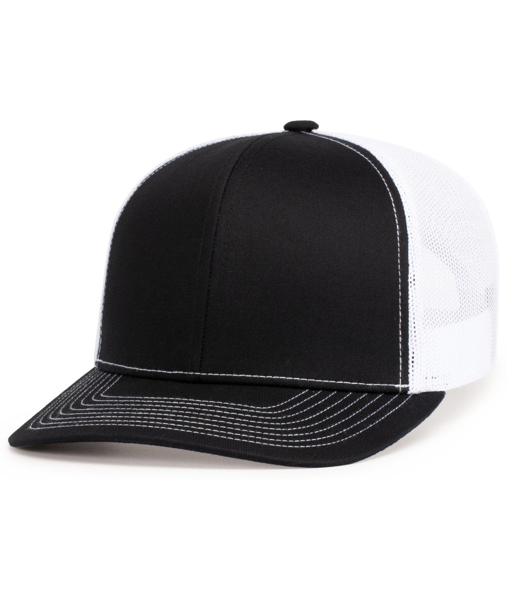 Pacific Headwear Contrast Stitch Trucker Snapback 104S BLACK/WHITE/BLACK OS