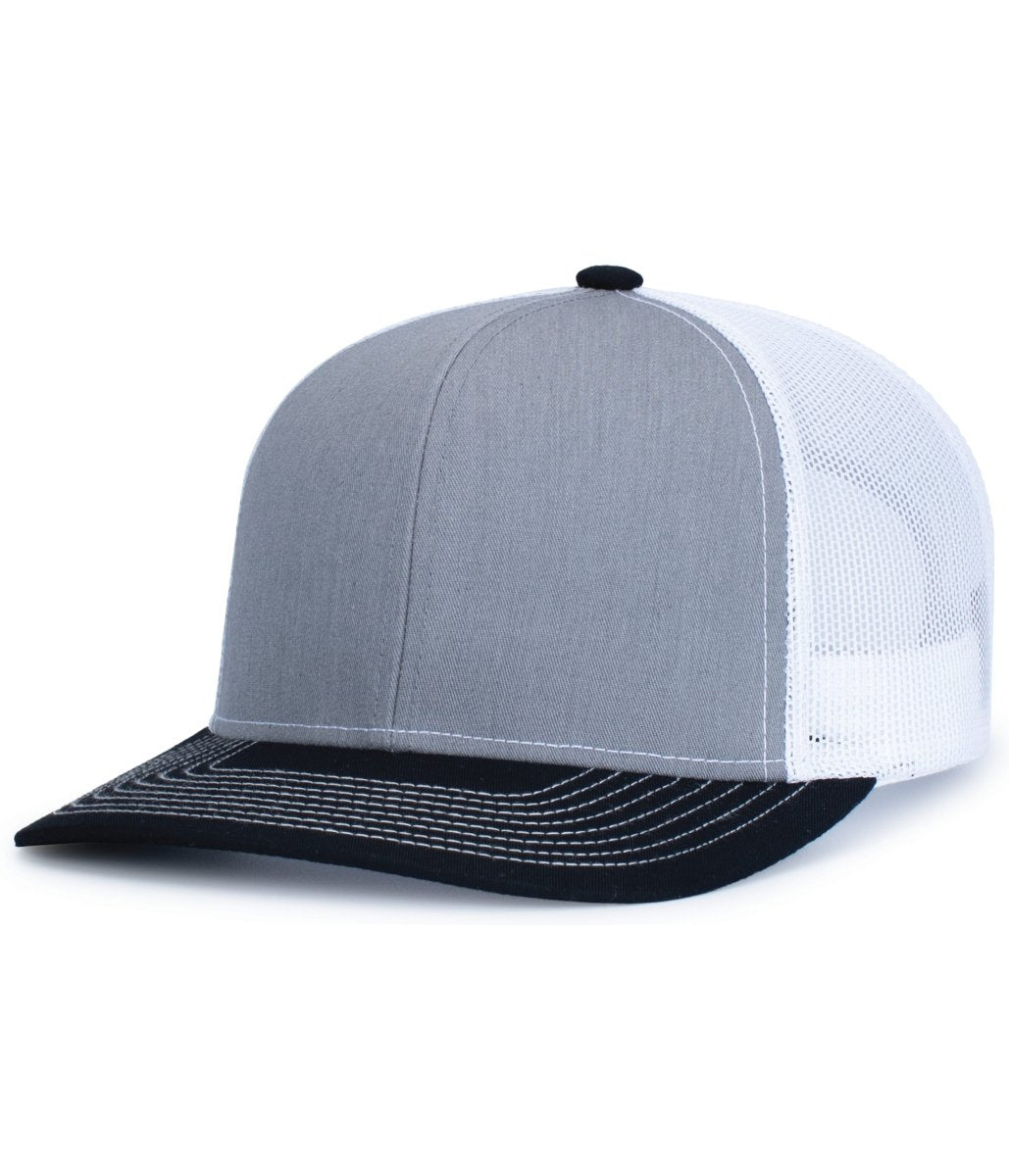 Pacific Headwear Contrast Stitch Trucker Snapback 104S HEATHER GREY/WHITE/BLACK OS