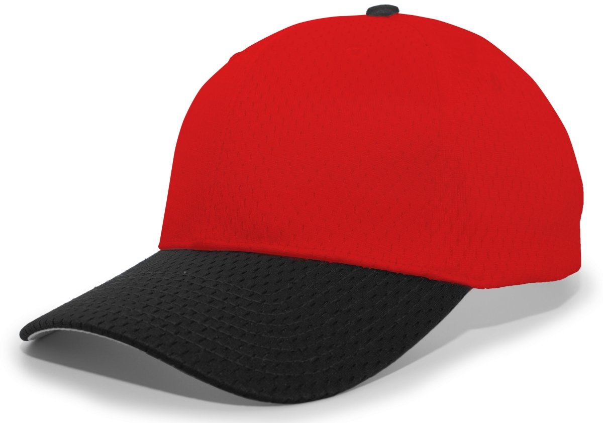 Pacific Headwear Coolport™ Mesh Hook - And - Loop Adjustable Cap - Pacific Headwear 805M RED/BLACK YTH