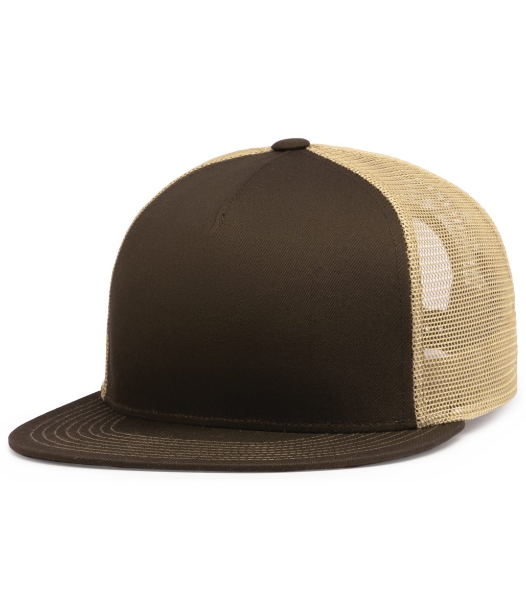 Pacific Headwear D - SERIES 5 - PANEL TRUCKER SNAPBACK CAP 4D7 BROWN/KHAKI/BROWN OS