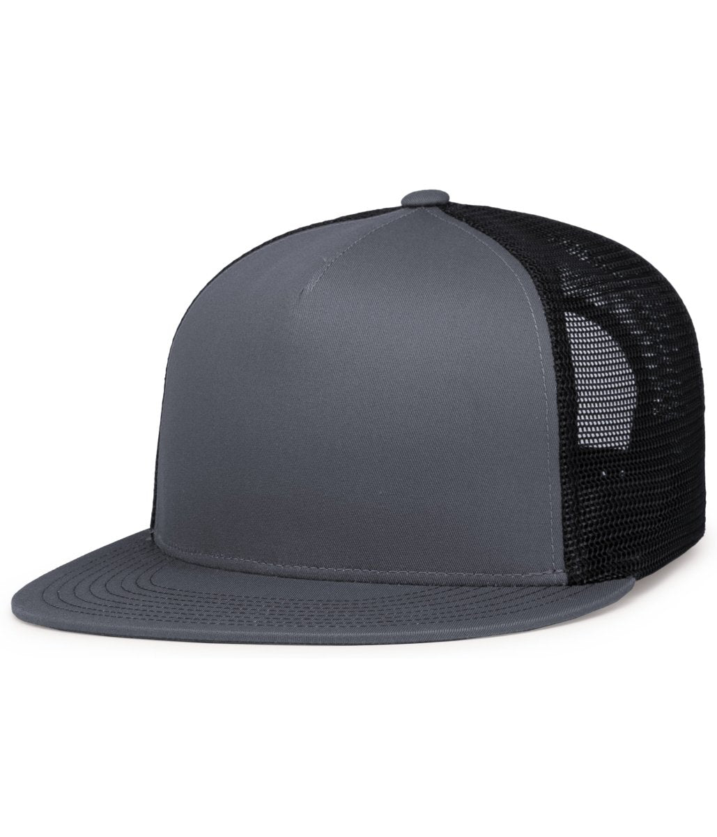 Pacific Headwear D - SERIES 5 - PANEL TRUCKER SNAPBACK CAP 4D7 GRAPHITE/BLACK/GRAPHITE OS
