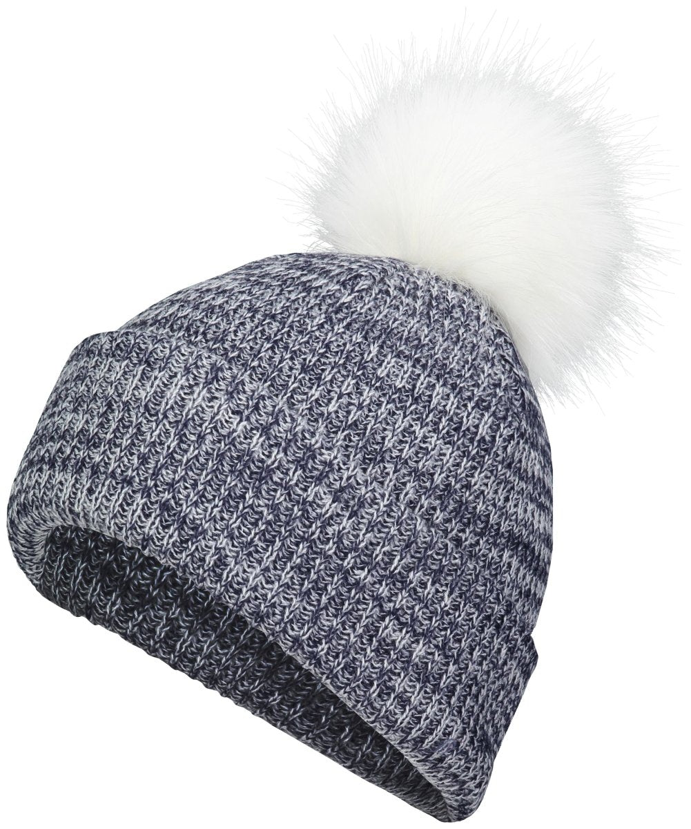 Pacific Headwear Faux Fur Pom Beanie - Pacific Headwear P604K NAVY/WHITE OS