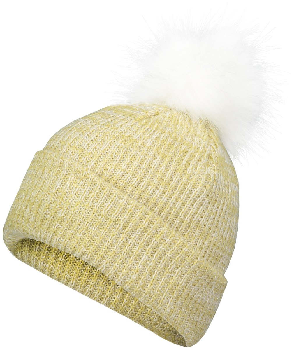 Pacific Headwear Faux Fur Pom Beanie - Pacific Headwear P604K VEGAS GOLD/WHITE OS