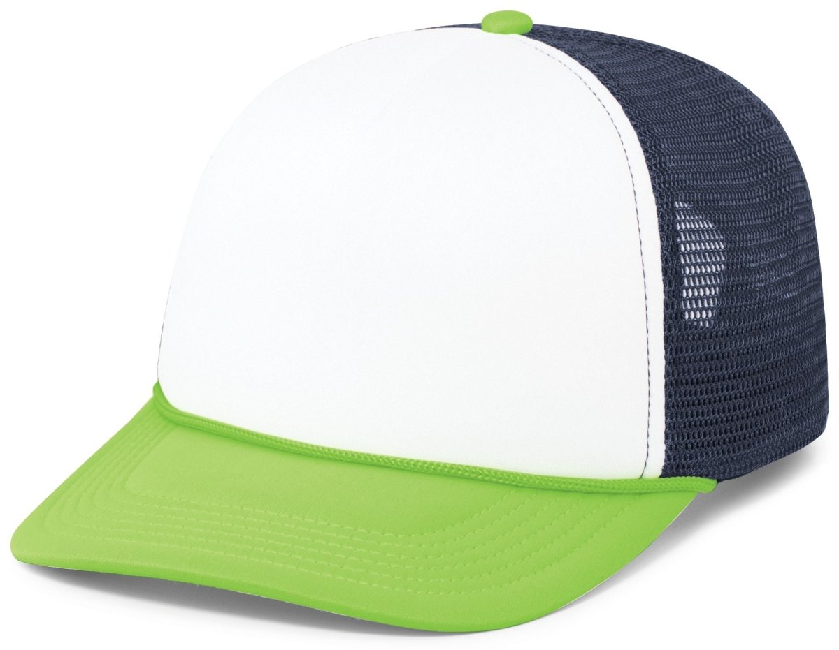 Pacific Headwear Foamie Fresh Trucker Cap - Pacific Headwear P782 WHITE/NAVY/NEON GREEN OS