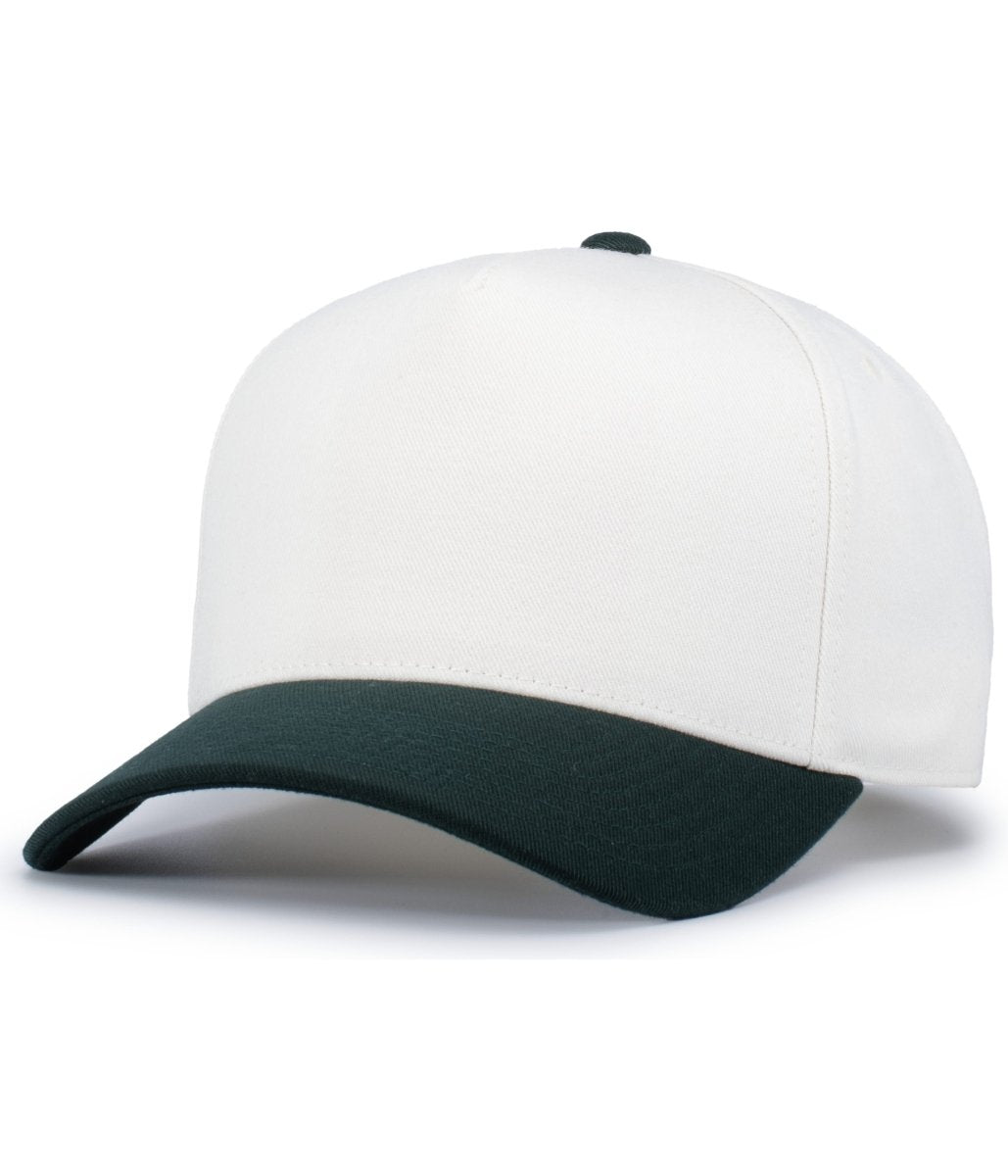 Pacific Headwear HERITAGE 5 - PANEL SNAPBACK CAP - Pacific Headwear P814 VINTAGE WHITE/DARK GREEN OS