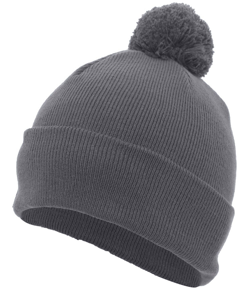 Pacific Headwear Knit Fold Over Pom - Pom Beanie 641K GRAPHITE OS